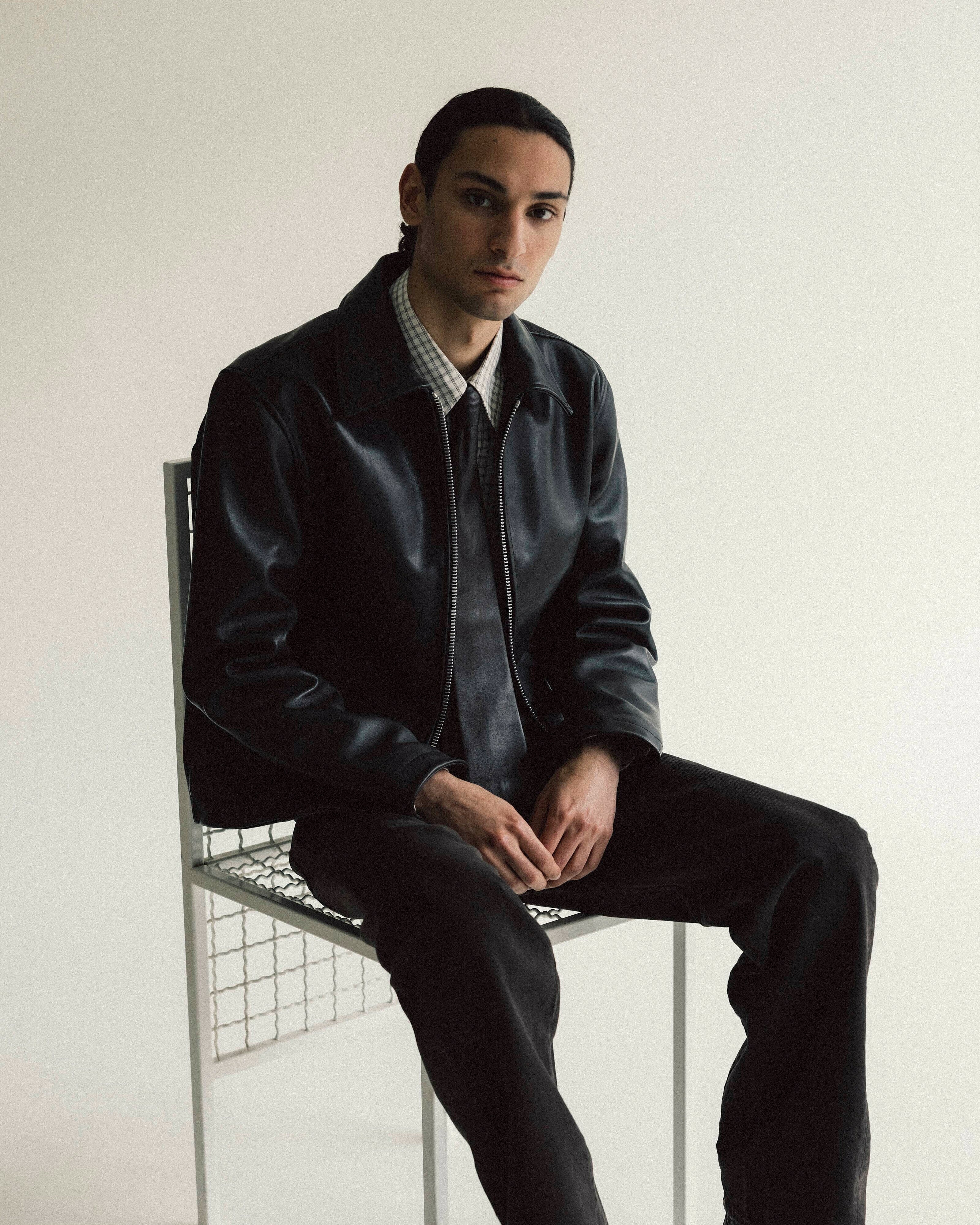 SHORT LEATHER JACKET BLACK - Main Image