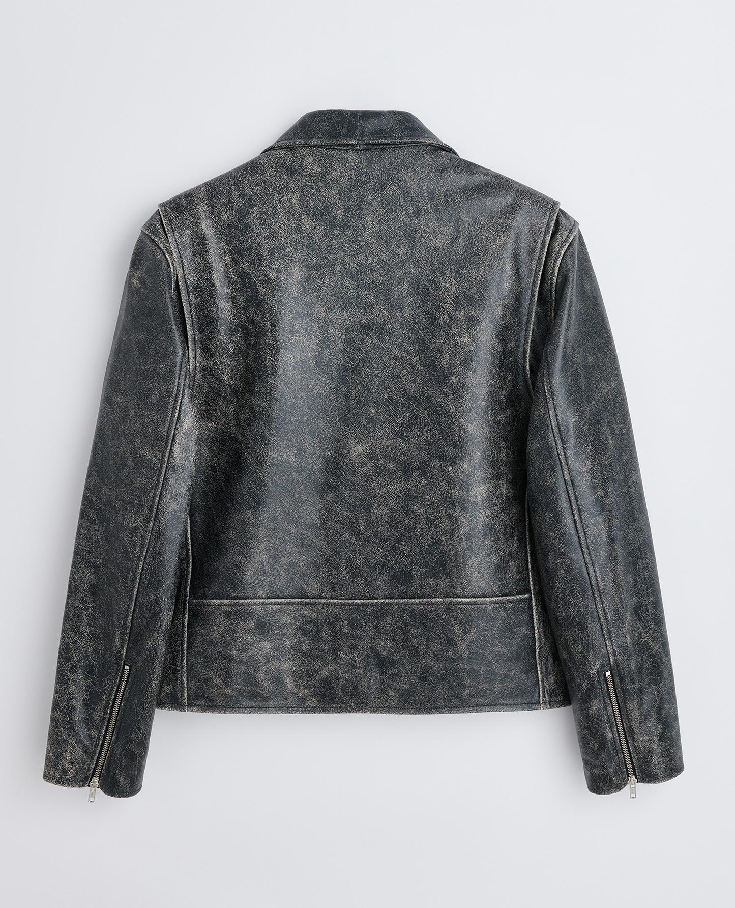 BIKER JACKET . WASHED BLACK