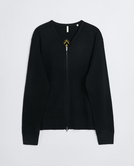 MOVIE ZIP CARDIGAN . BLACK