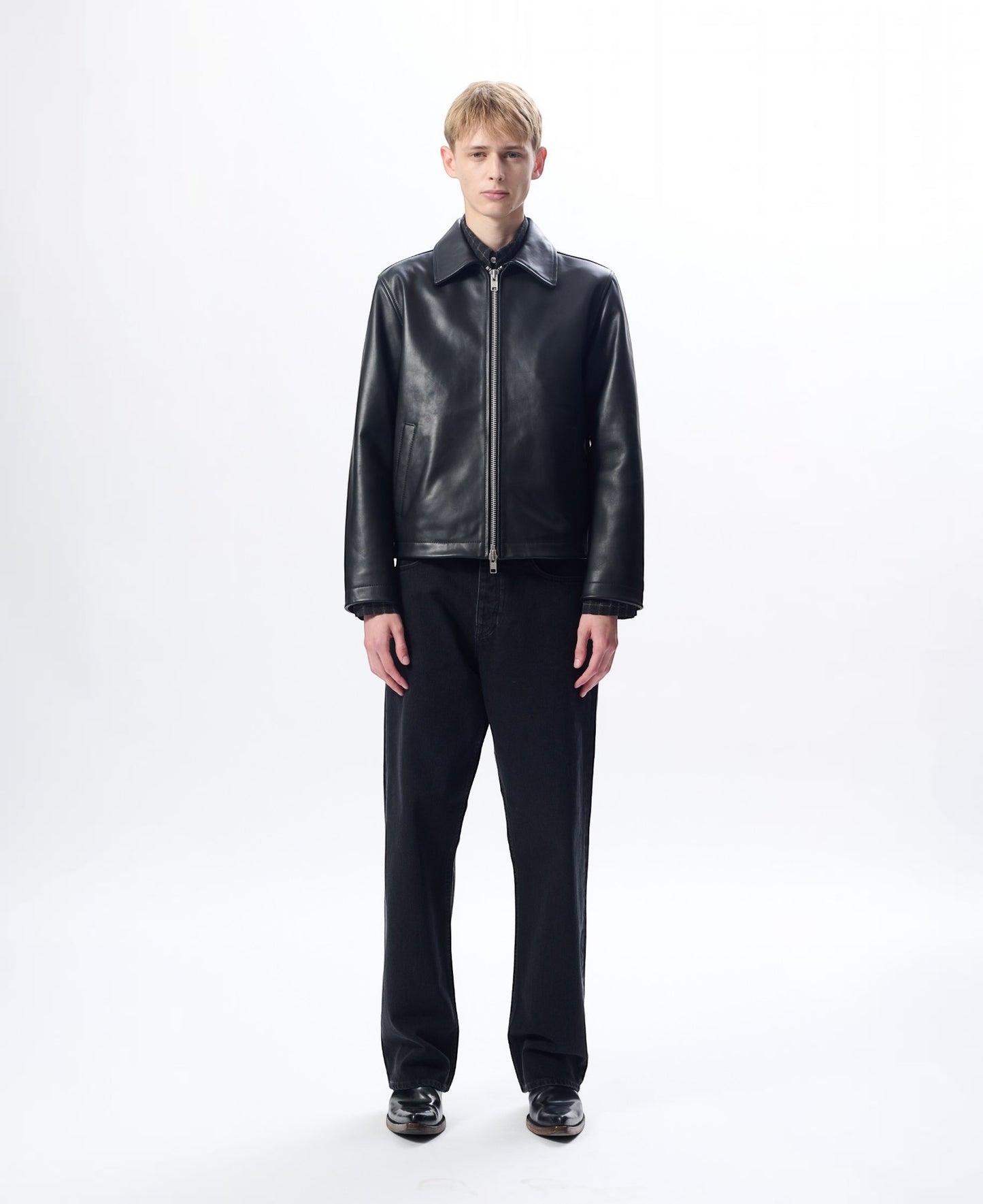 SHORT LEATHER JACKET BLACK
