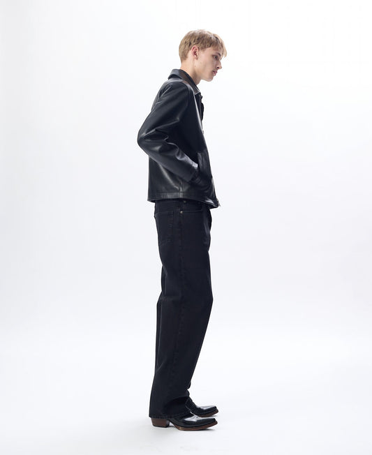 SHORT LEATHER JACKET BLACK