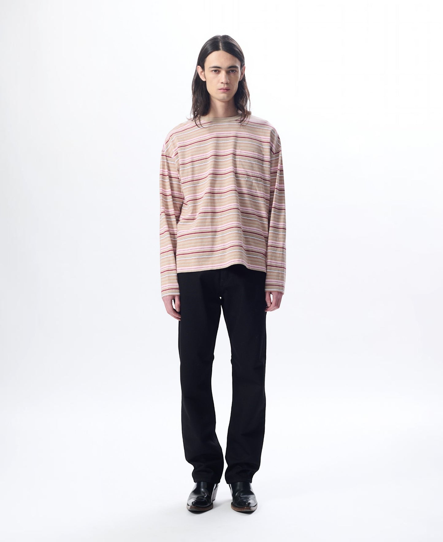 STRIPE LS POCKET TEE