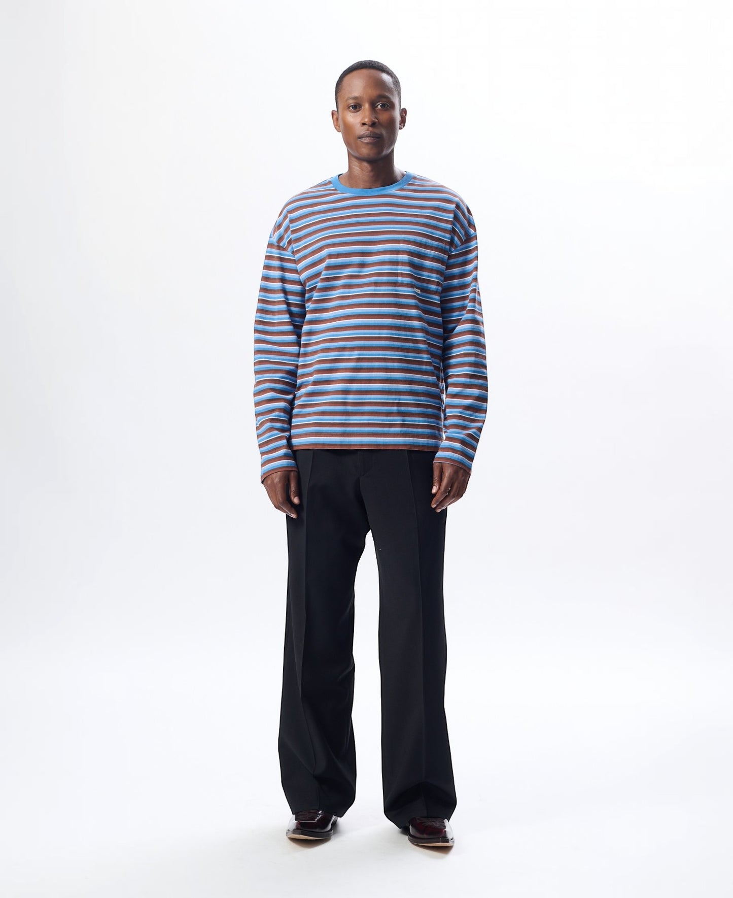 STRIPE LS POCKET TEE