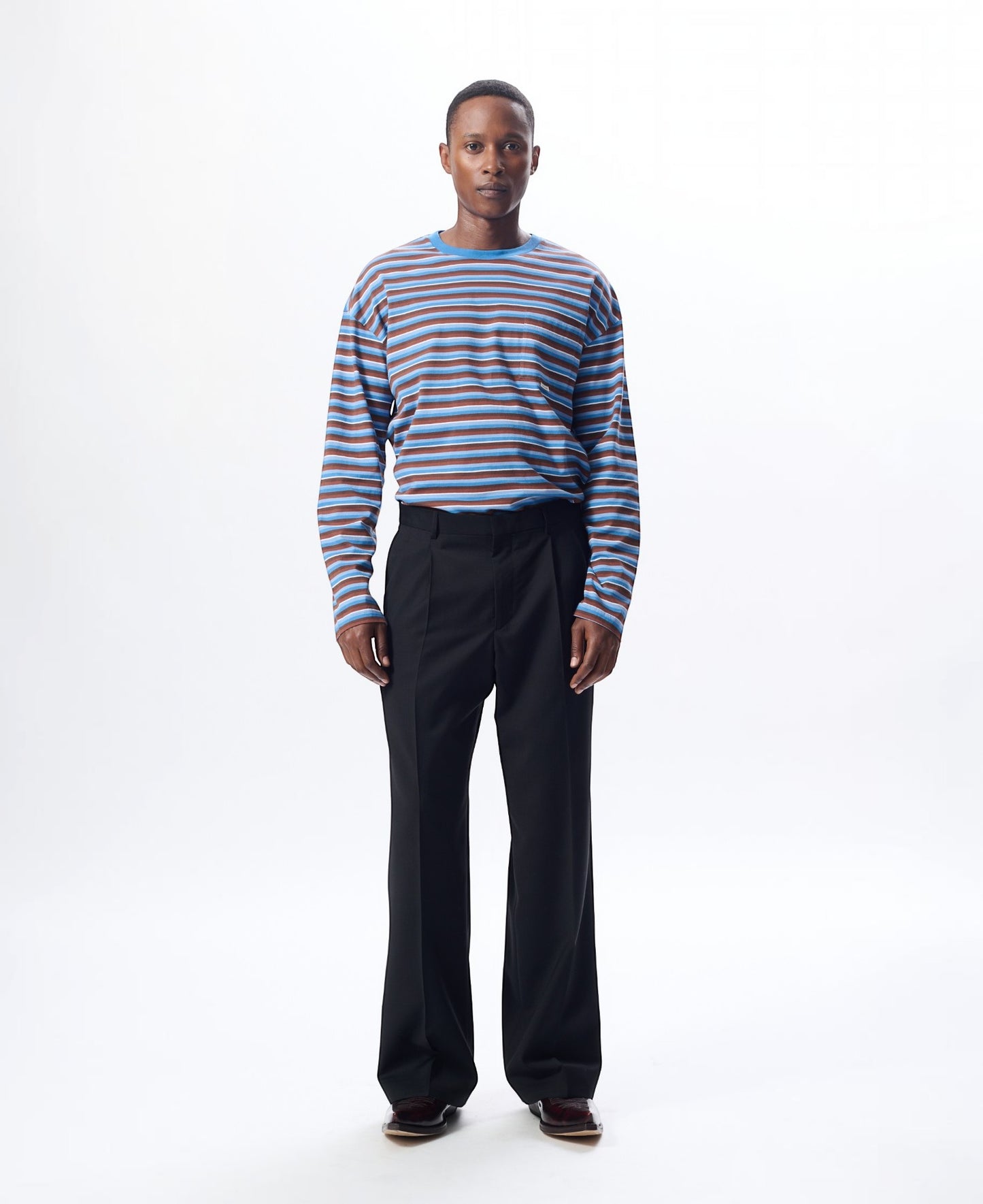 STRIPE LS POCKET TEE