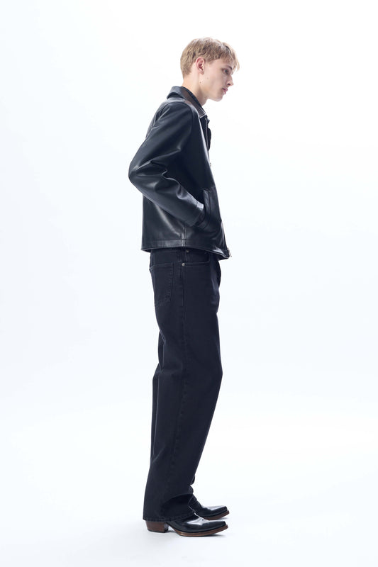 SHORT LEATHER JACKET BLACK