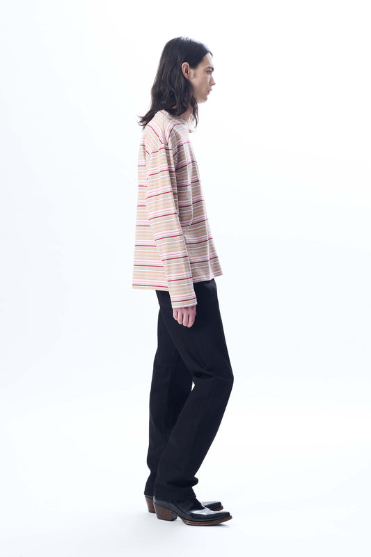 STRIPE LS POCKET TEE
