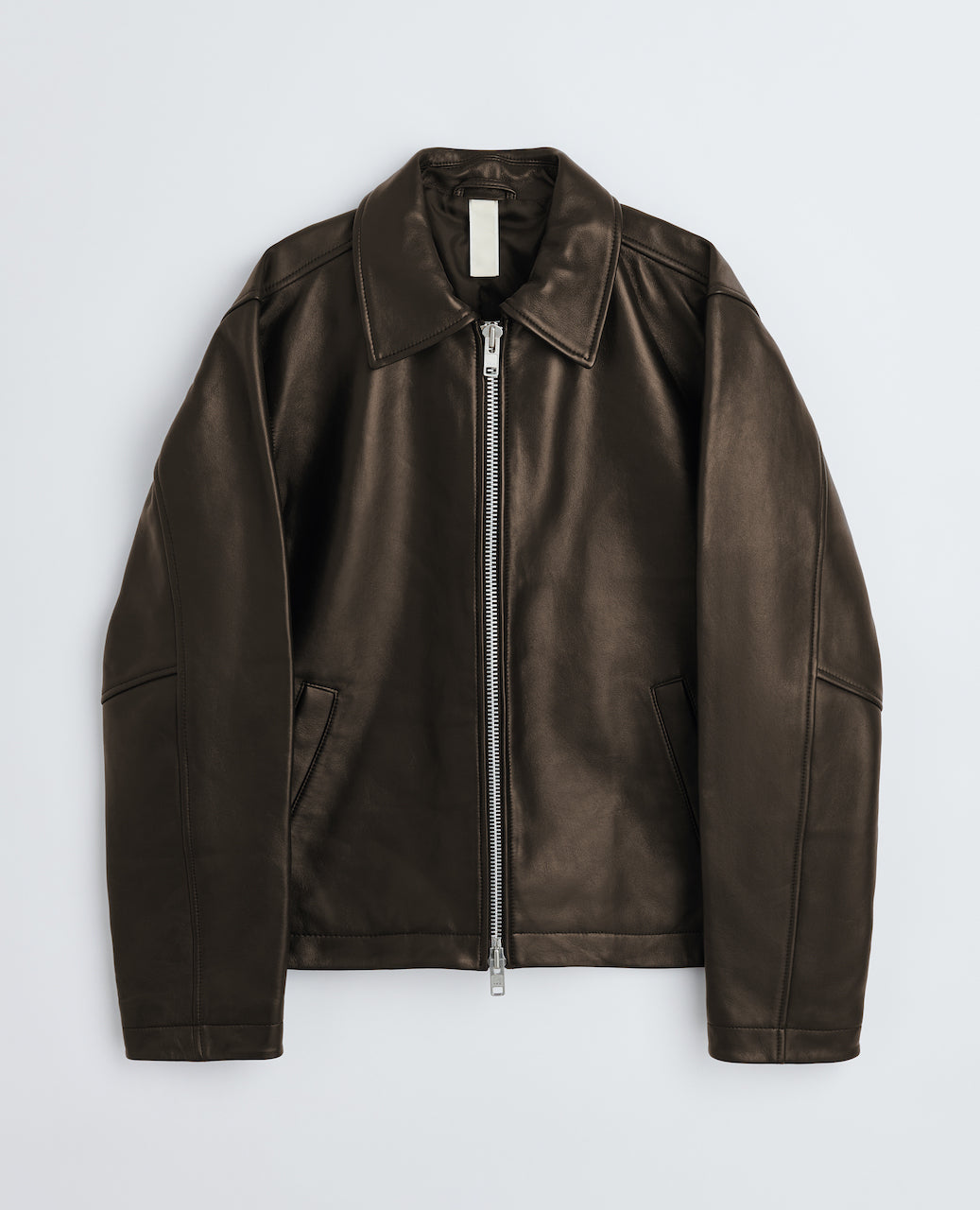 SHORT LEATHER JACKET  . BROWN